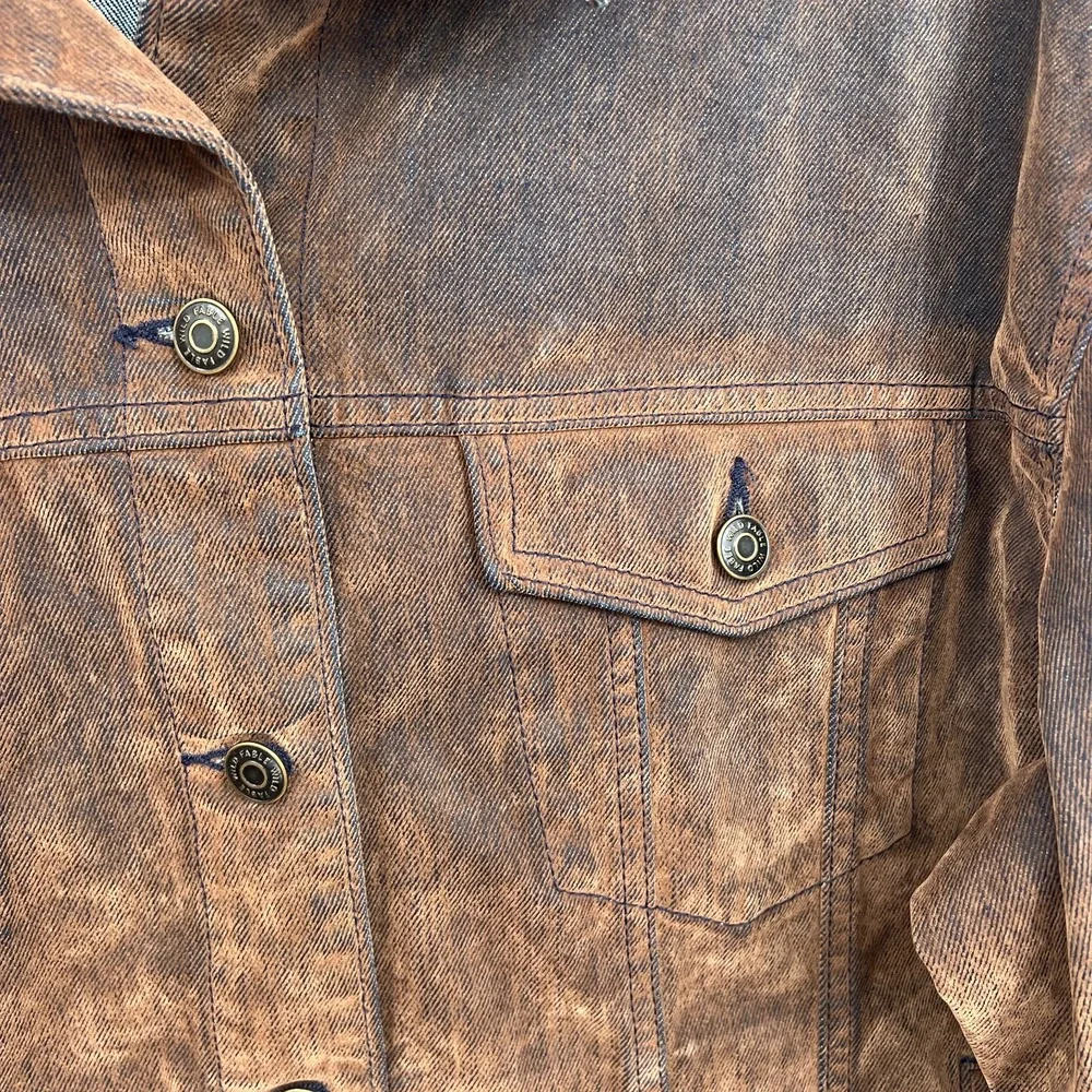 NEW Wild Fable flocked brown denim trucker jacket boho retro indie sleaze grunge